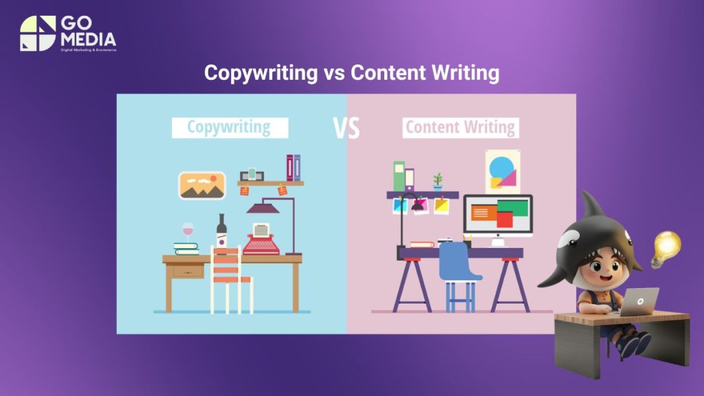 So sánh sự khác biệt giữa copywriting và content writing về mục tiêu, cách viết và hiệu quả trong marketing.