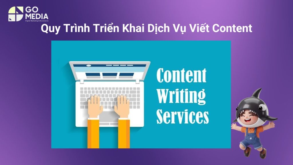 Quy trình triển khai dịch vụ viết content từ tiếp nhận brief, nghiên cứu từ khóa đến viết bài, tối ưu SEO và bàn giao.