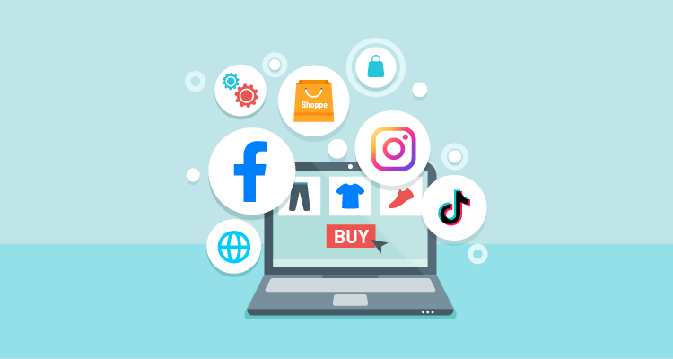 Người dùng thiết lập phần mềm AI livestream trên máy tính để chuẩn bị phát sóng bán hàng.