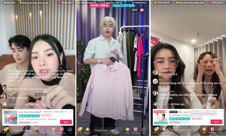 Gắn giỏ hàng sản phẩm trong livestream bán hàng trên TikTok.
