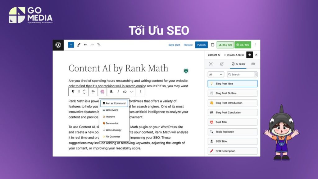Kiểm tra SEO, tỷ lệ trùng lặp và nội dung AI trước khi xuất bản bài viết.