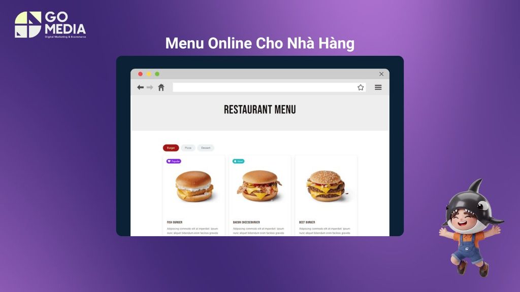 Menu online, đặt bàn trực tuyến, thanh toán và SEO địa phương trên website nhà hàng.