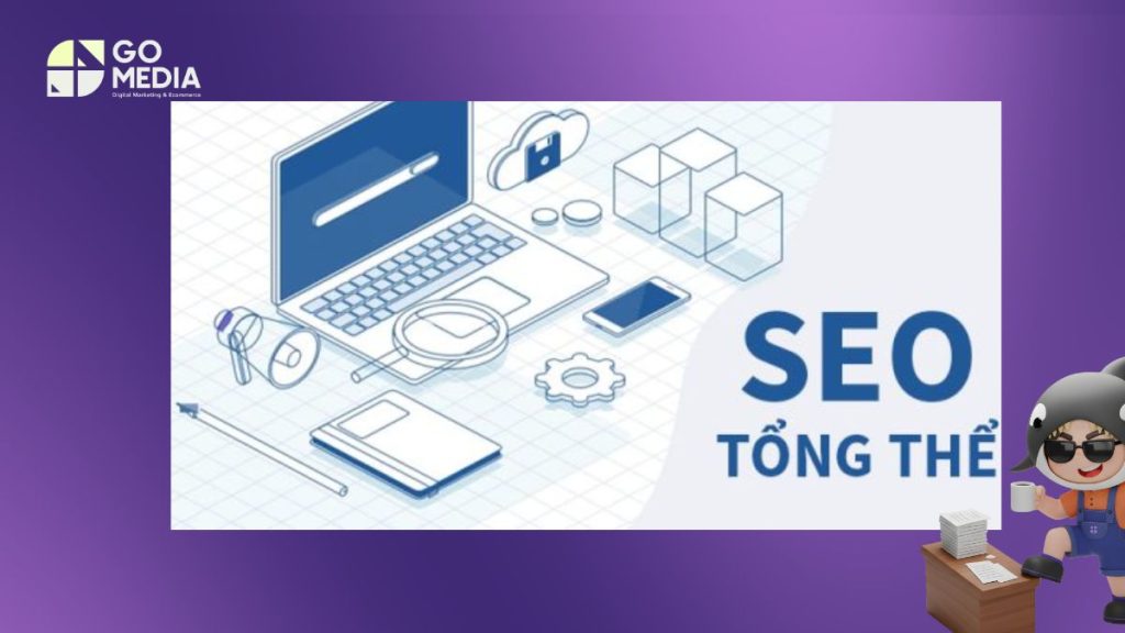 Minh họa dịch vụ SEO tổng thể Đà Nẵng của Go Media với quy trình audit website, tối ưu on-page, xây dựng nội dung, backlink và báo cáo SEO định kỳ.
