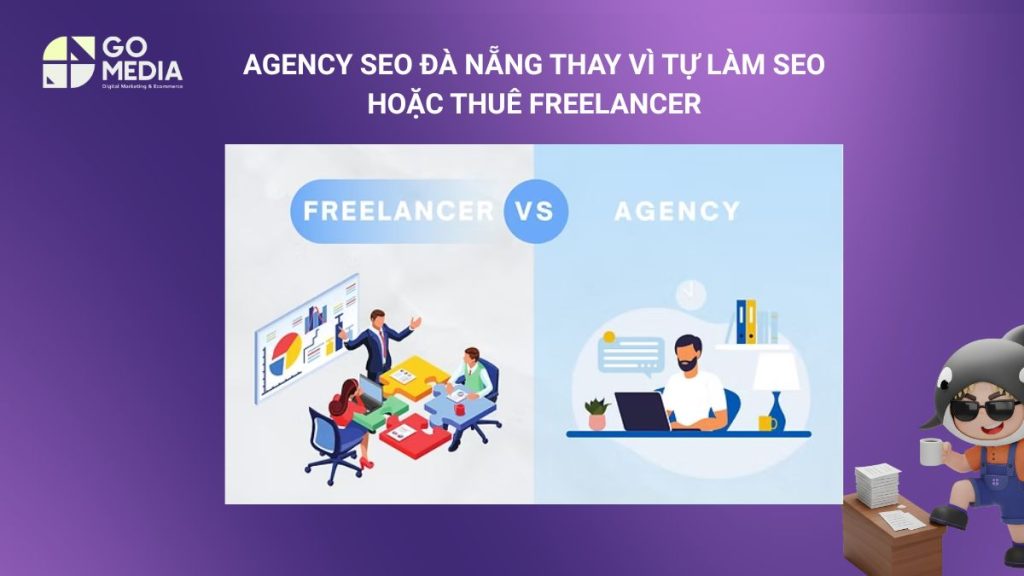 Minh họa thời điểm doanh nghiệp nên chọn agency SEO Đà Nẵng thay vì tự làm SEO hoặc thuê freelancer, với đội ngũ chuyên môn hỗ trợ kỹ thuật, content và backlink.