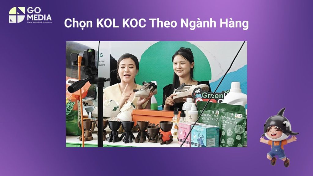 Minh họa cách chọn KOL KOC Đà Nẵng theo từng ngành hàng như F&B, làm đẹp, thời trang, spa, giáo dục và bất động sản.